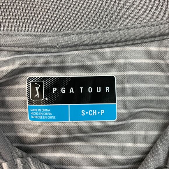 PGA Tour Polo Shirt Mens S Small Gray Striped Short Sleeve Performance Golf - Picture 8 of 11